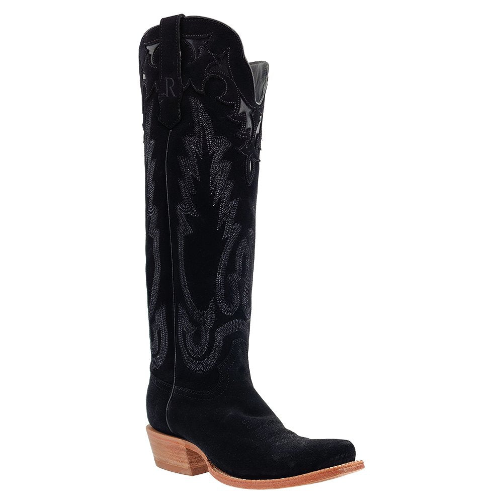 R Watson Women's 17" Black Suede Western Boot - RWL8420 - 1 - 5B