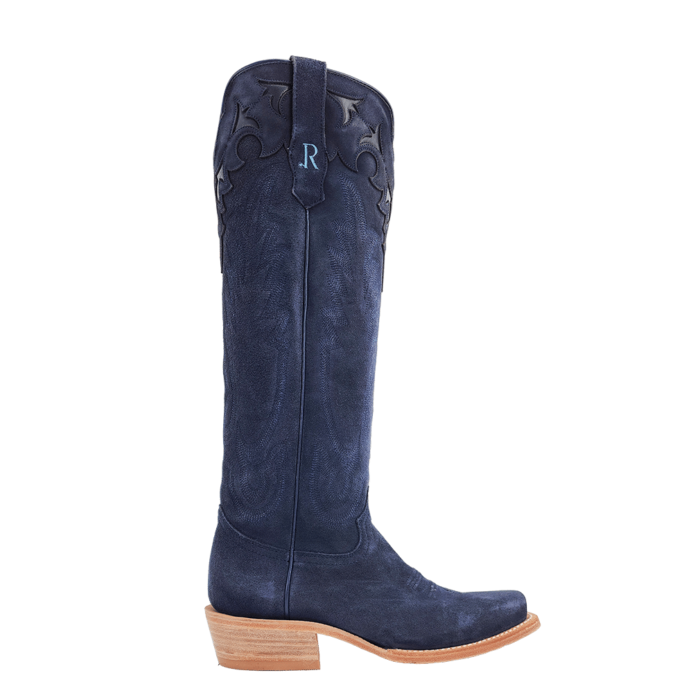 R Watson Women's 17" Midnight Blue Suede / Midnight Blue Suede Western Boot - RWL8423 - 1 - 5B