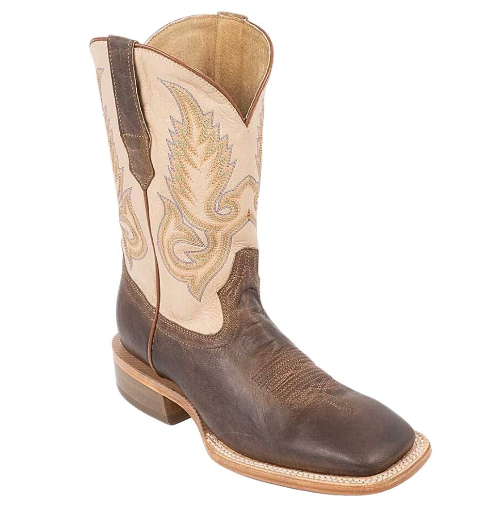 R. Watson 11" Men's Ivory & Mad Brown Wide Square Toe Western Boot - WR0006 - 2 - 7D