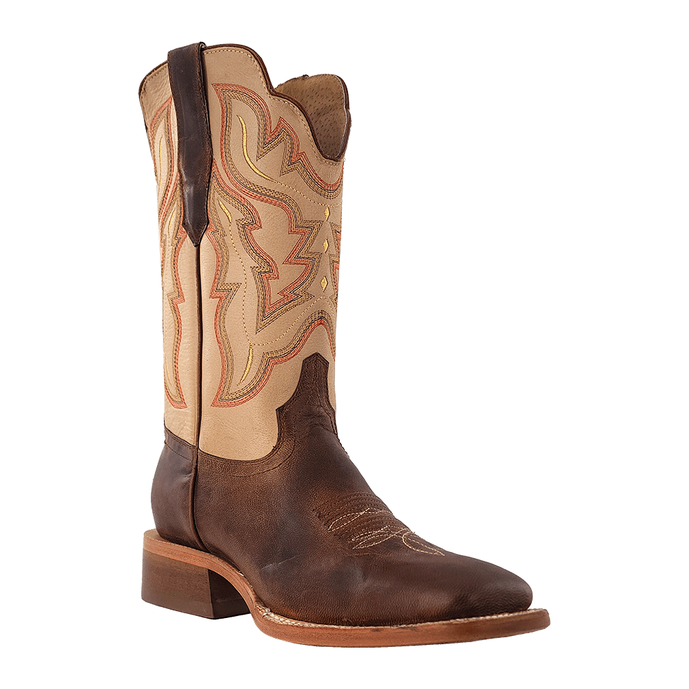 R. Watson Women's 11" Mad Brown Goat & Ivory Wide Square Toe Western Boot - WRL0006 - 2 - 5B