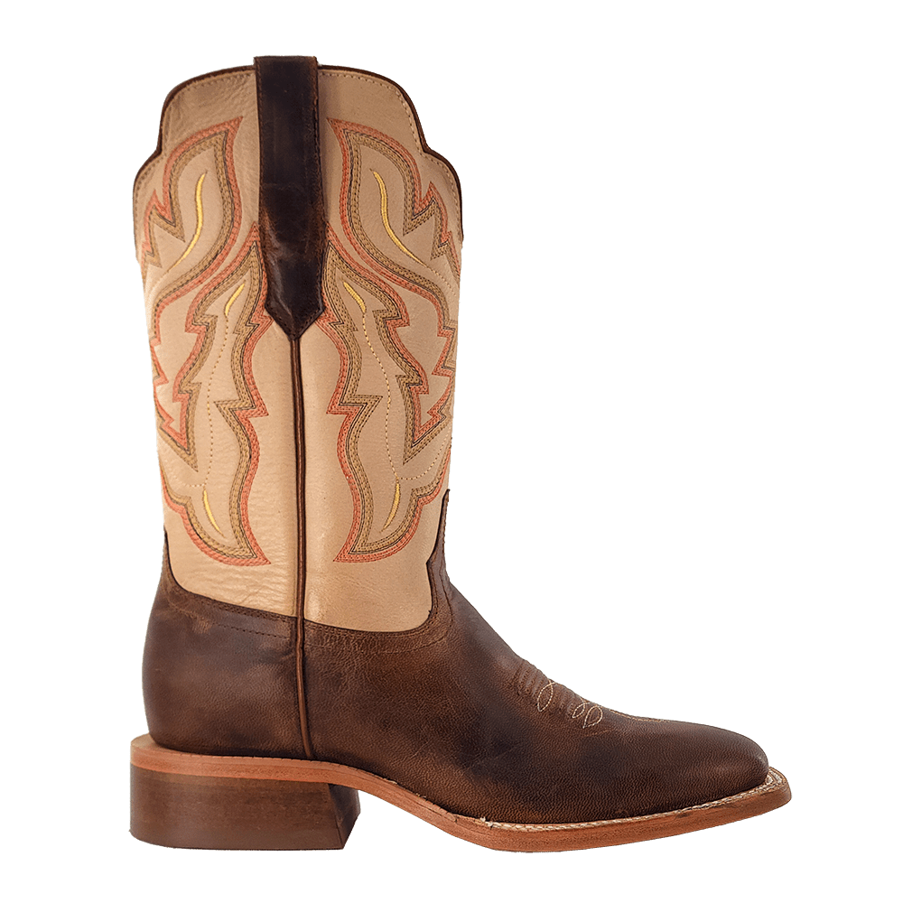 R. Watson Women's 11" Mad Brown Goat & Ivory Wide Square Toe Western Boot - WRL0006 - 2 - 5B