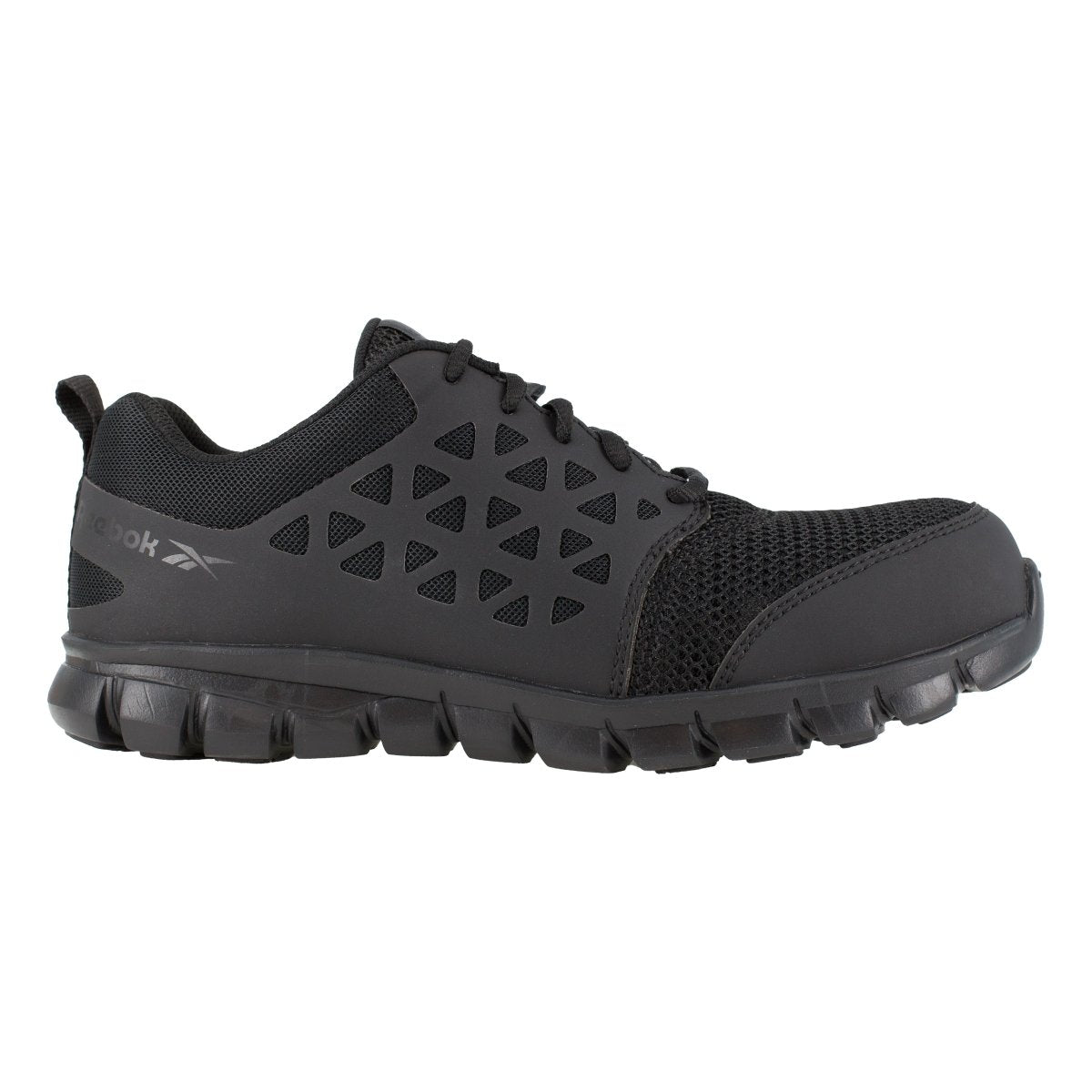 Reebok Women's All Black Athletic Lace Up Composite Toe Work Shoe - RB039 - 4M