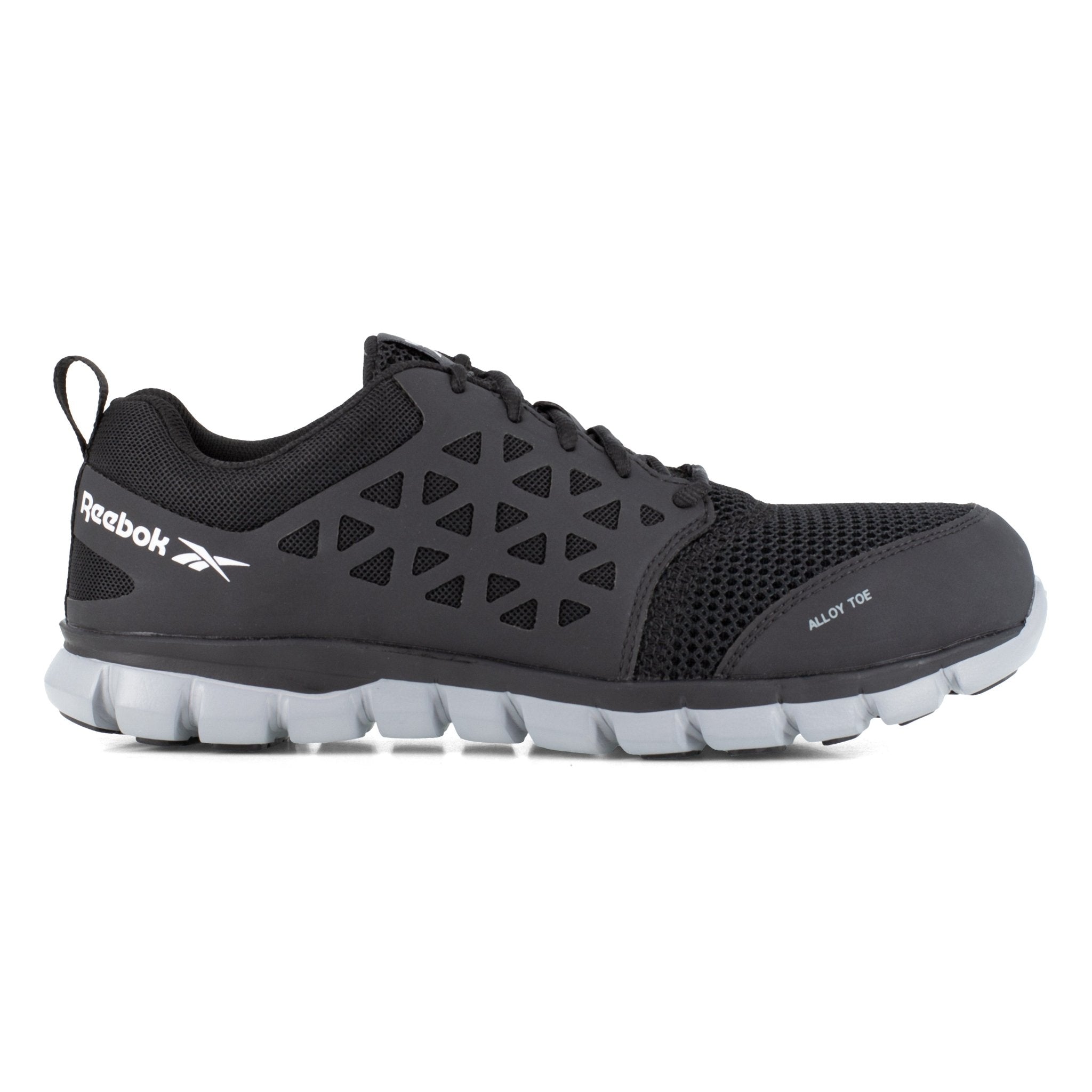 Reebok Women's Black and Grey Round Alloy Toe Athletic Lace Up Work Shoe - RB041 - 4M