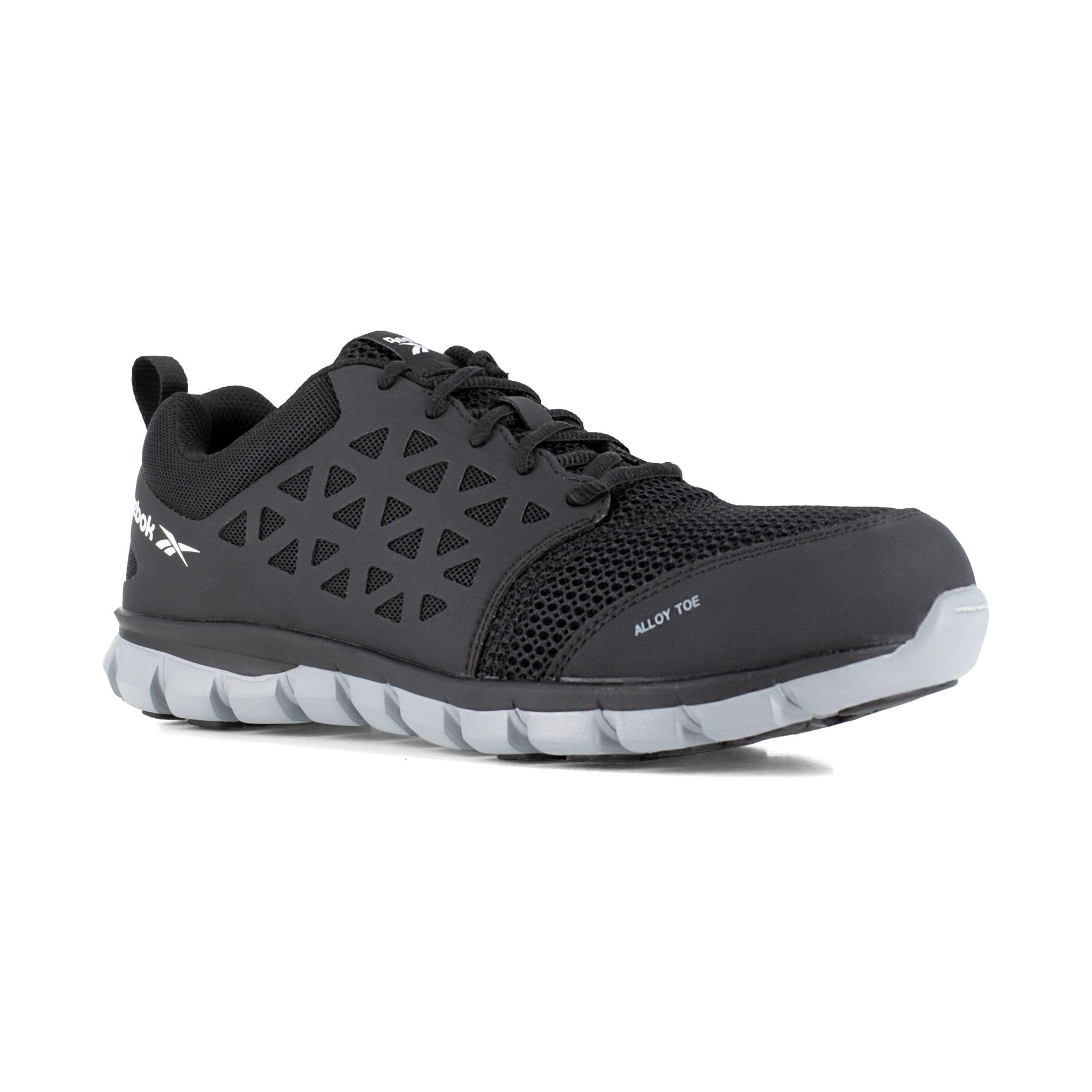 Reebok Women's Black and Grey Round Alloy Toe Athletic Lace Up Work Shoe - RB041 - 4M