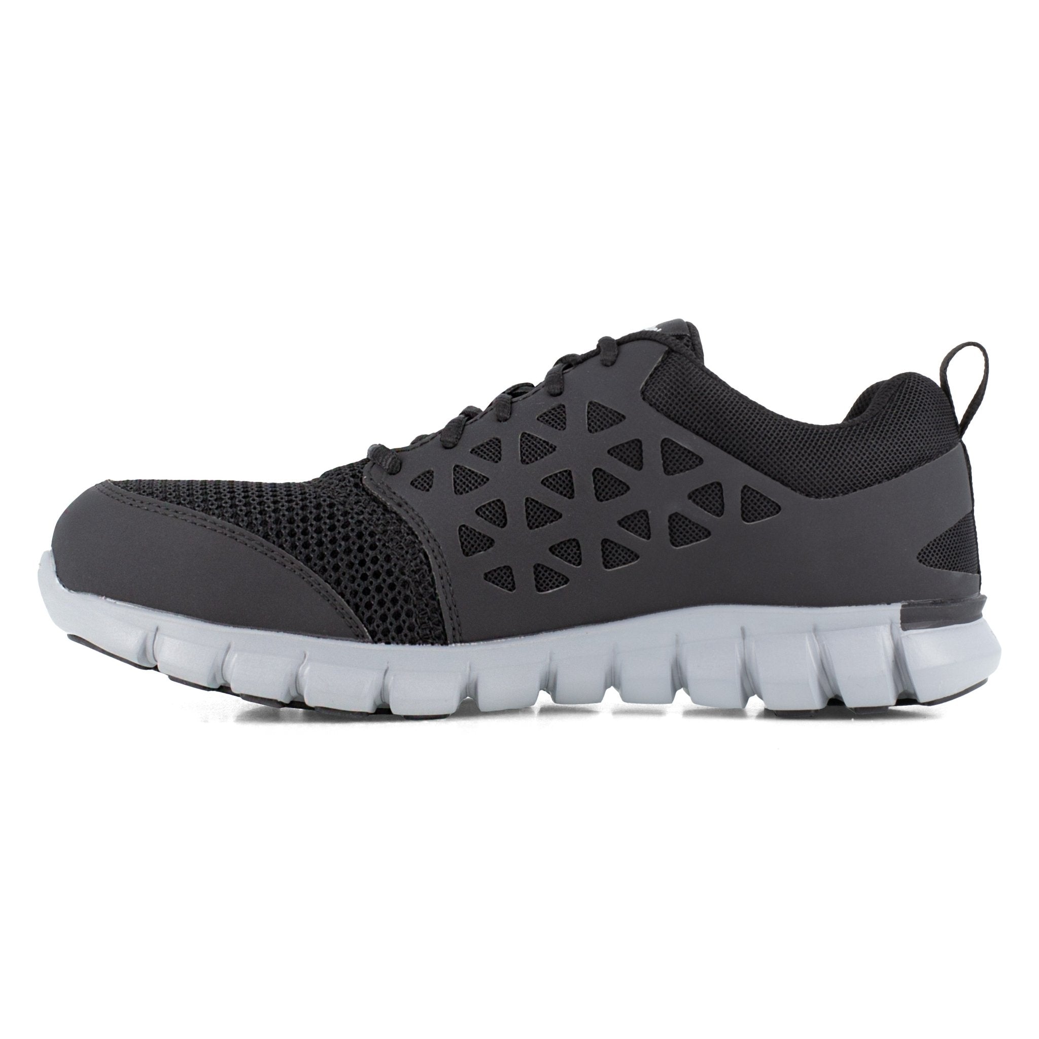 Reebok Women's Black and Grey Round Alloy Toe Athletic Lace Up Work Shoe - RB041 - 4M