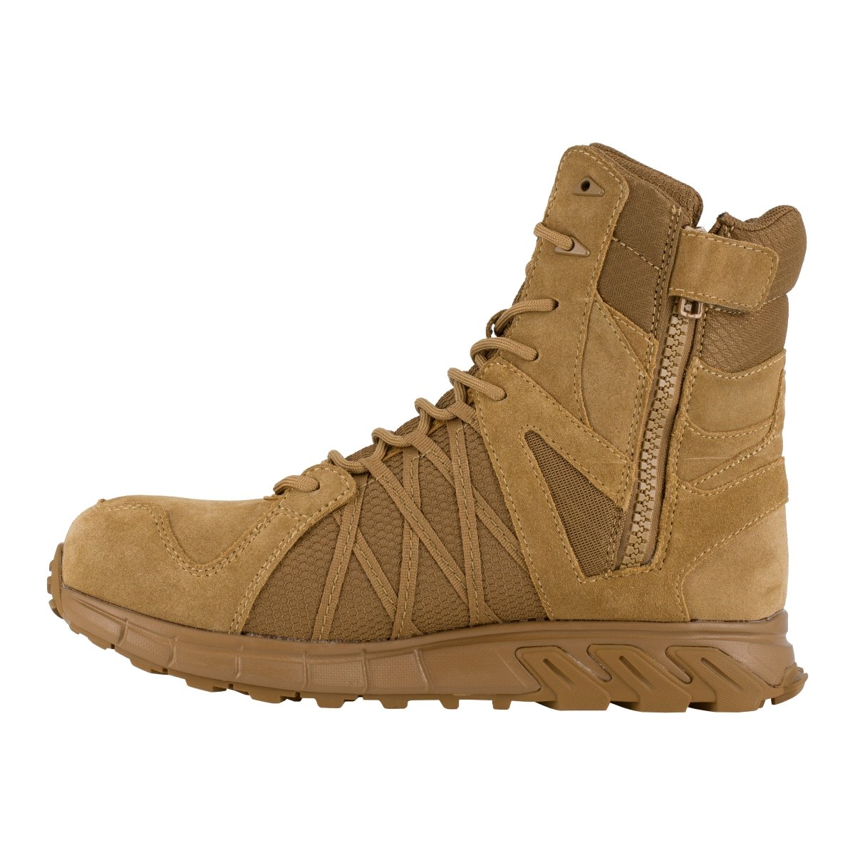 Reebok Men's 8" Coyote Trailgrip Tactical Round Composite Toe Side Zip Work Boot - RB3460 - 4M