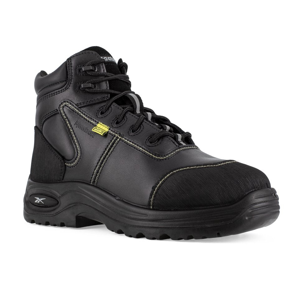 Reebok Men's 6" Trainex Comp Toe Cushguard Internal Met Guard Black Work Boot - RB6755 - 4M