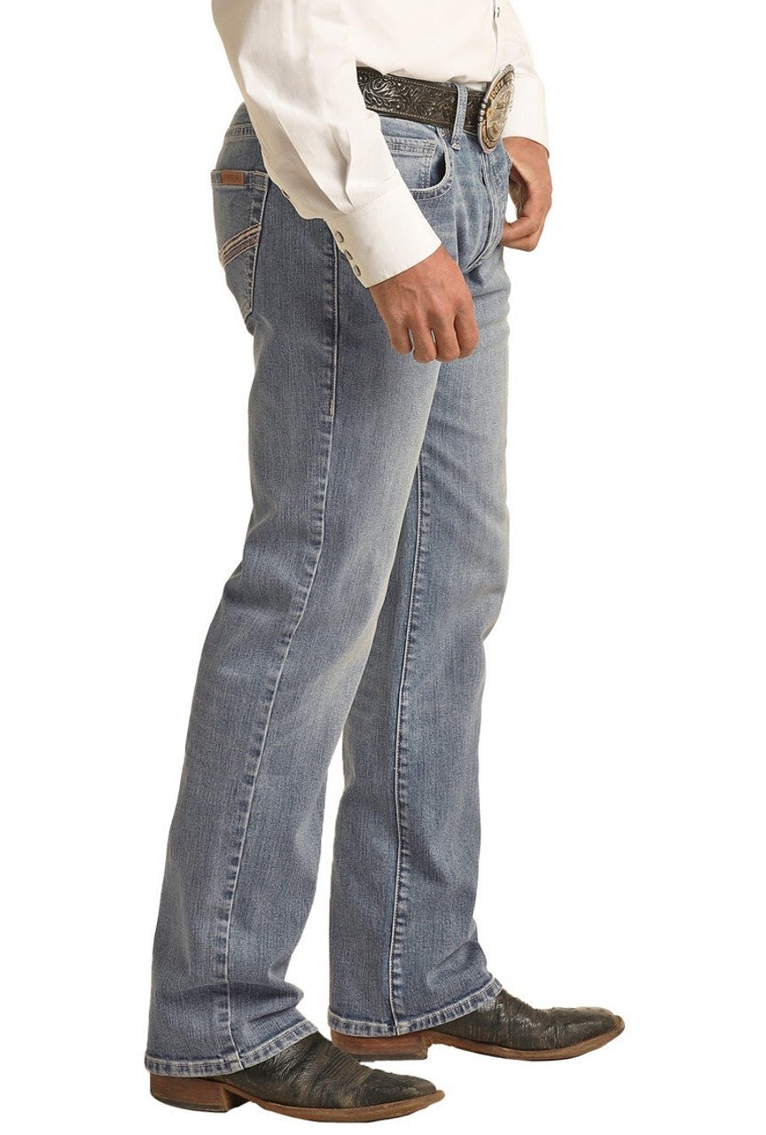 Rock & Roll Denim Men's Light Wash Vintage 46' Relaxed Tapered Stackable Bootcut Jeans - VMSPD03713 - 28X32