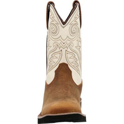 Rocky Boys 8" OTH Big Kids White & Brown Square Toe Western Boot - RKW0462Y-3.5M