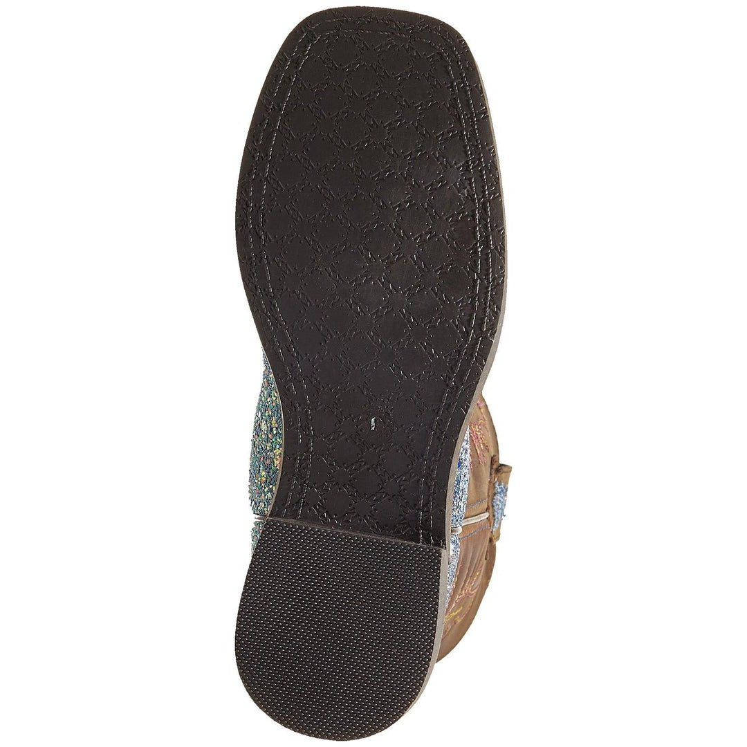Smoky Mountain Childrens Ariel Pastel Glitter & Brown Distress Western Boot - 3250C - 8.5R