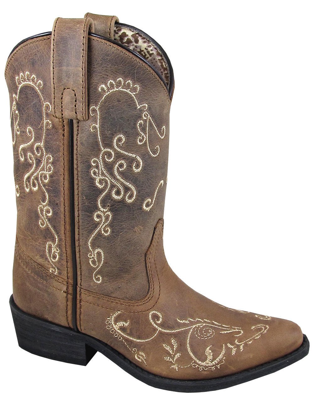 Smoky Mountain Youth Jolene Brown Waxed Distress Leather Western Boot - 3754Y - 3.5D