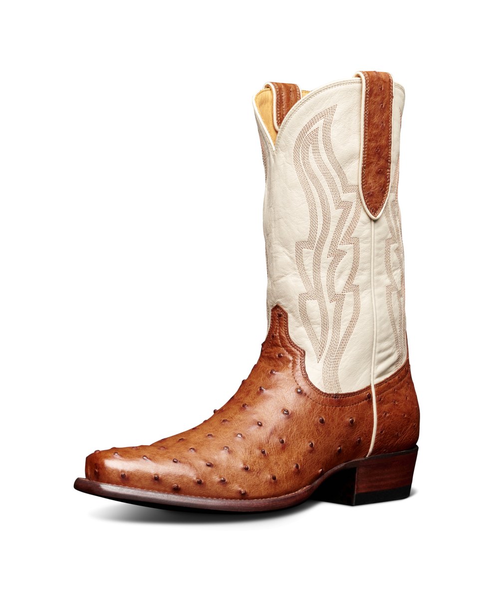 Tecovas Men's The Warren Pecan & Bone Ostrich Boots - M10071PCB - 7D