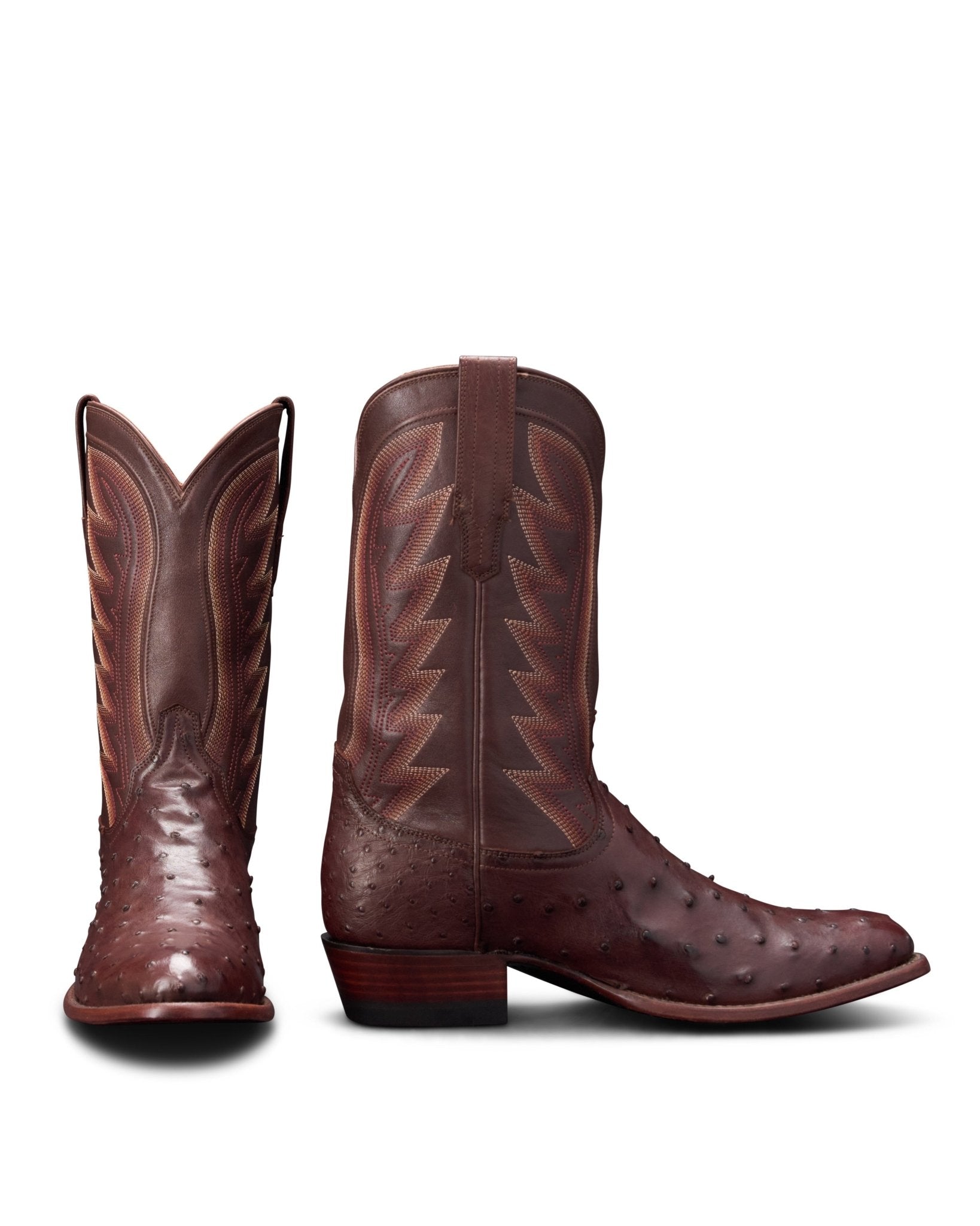 Tecovas Men's The Wyatt II Mahogany Ostrich Boot - M10077MAH - 7EE