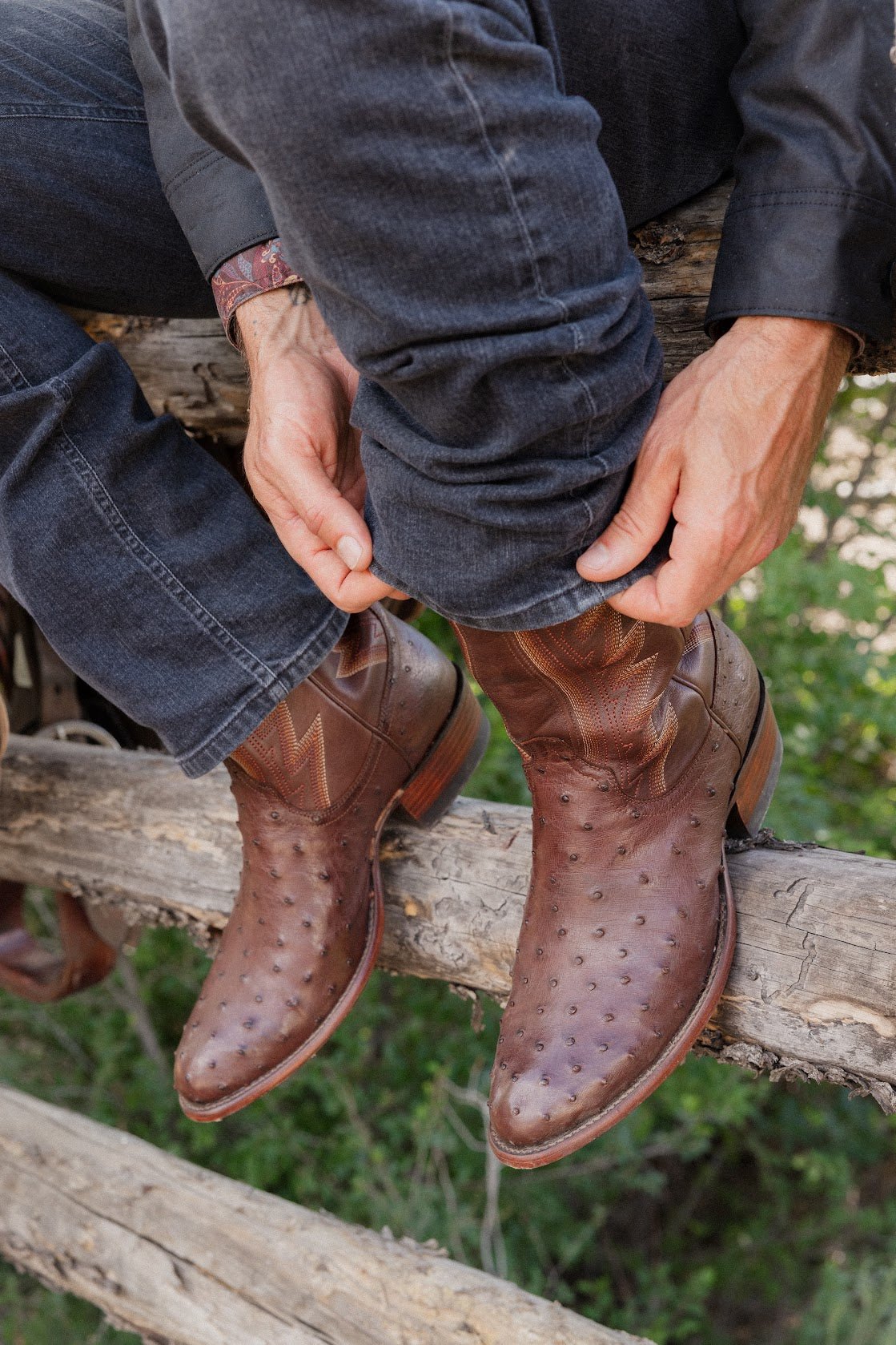 Tecovas Men's The Wyatt II Mahogany Ostrich Boot - M10077MAH - 7EE