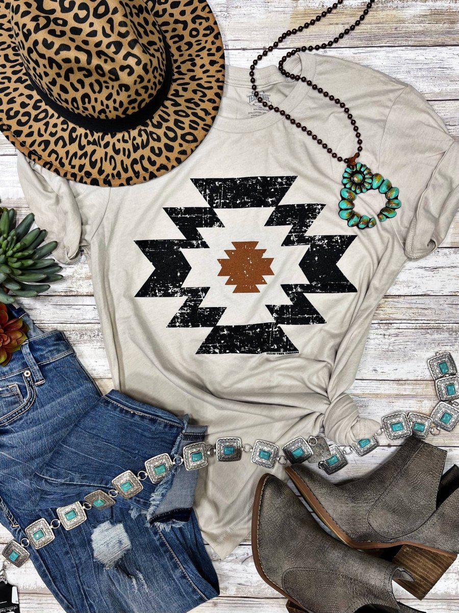 Texas True Threads Fremont Aztec Tee - Heather Dust - 3005-HEATHERDUST-XS