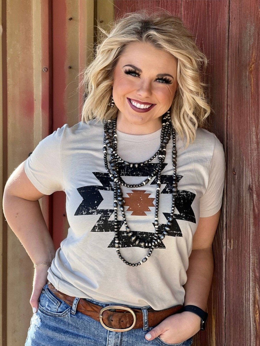 Texas True Threads Fremont Aztec Tee - Heather Dust - 3005-HEATHERDUST-XS