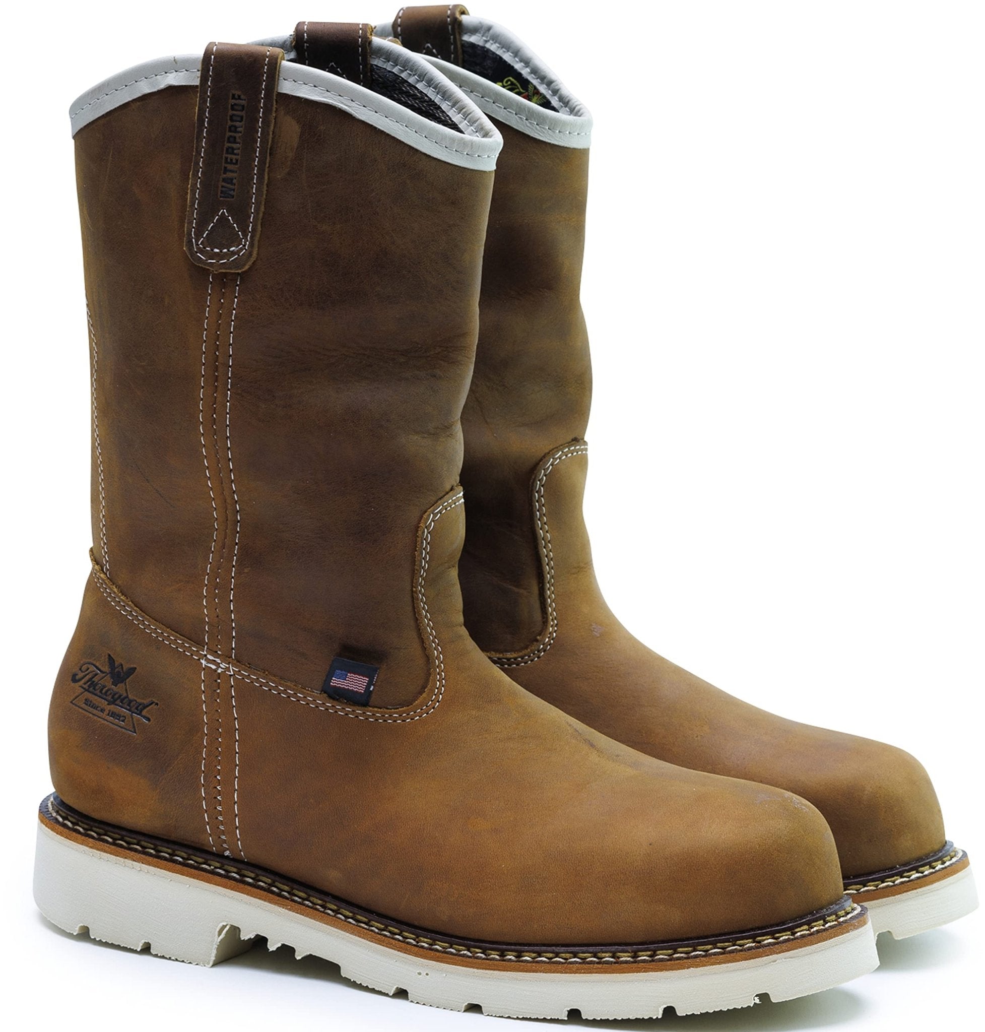 Thorogood Men's 11" Waterproof American Heritage Series Crazy Horse Round Safety Toe Pull On Wellington Work Boot - 804 - 3320 - 7D