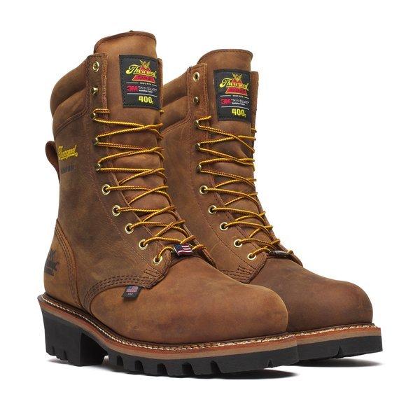 Thorogood Men's 9" Waterproof Logger Series Crazy Horse Round Insulated Steel Toe Work Boot - 804 - 3554 - 8D