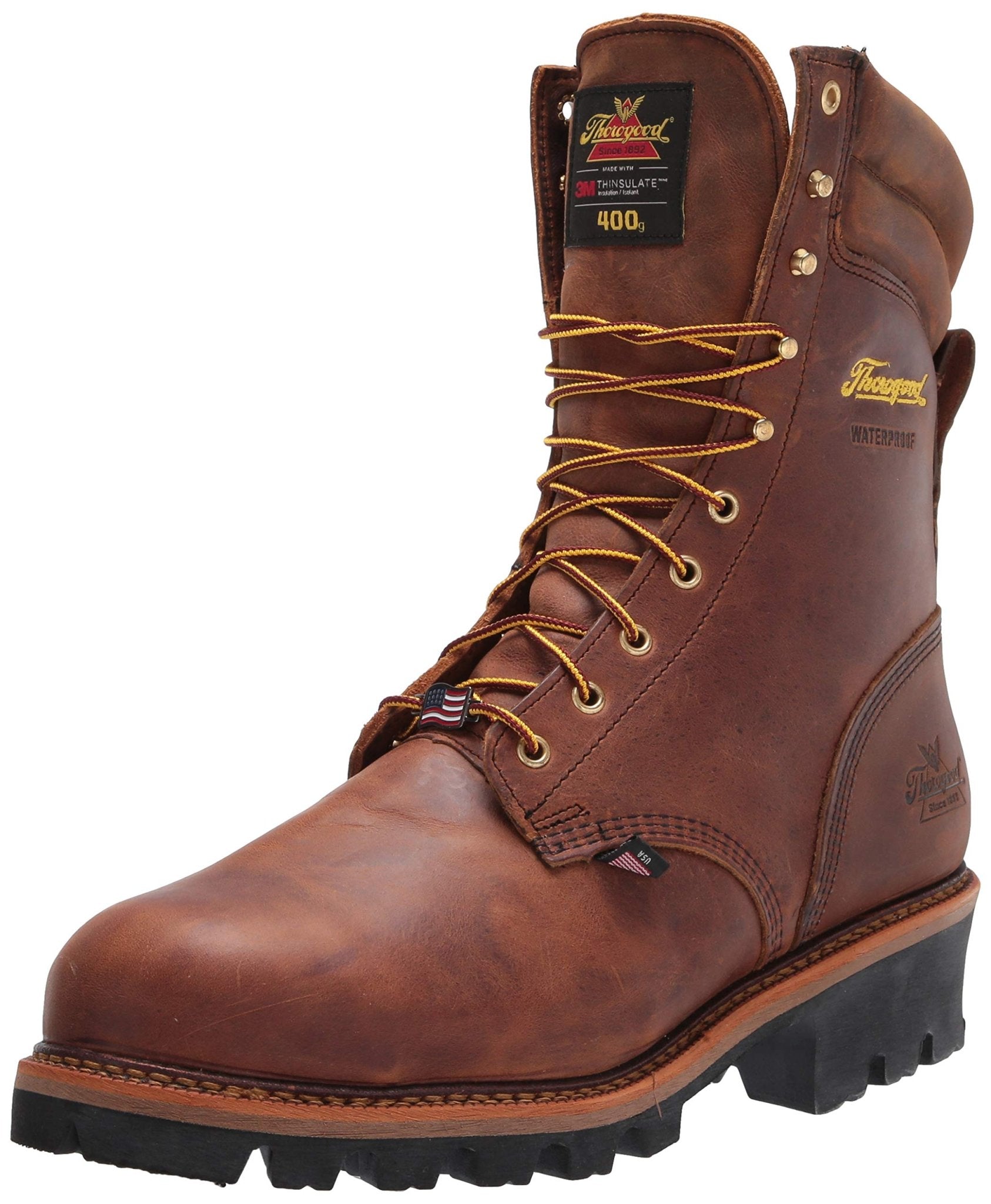 Thorogood Men's 9" Waterproof Logger Series Crazy Horse Round Insulated Steel Toe Work Boot - 804 - 3554 - 8D