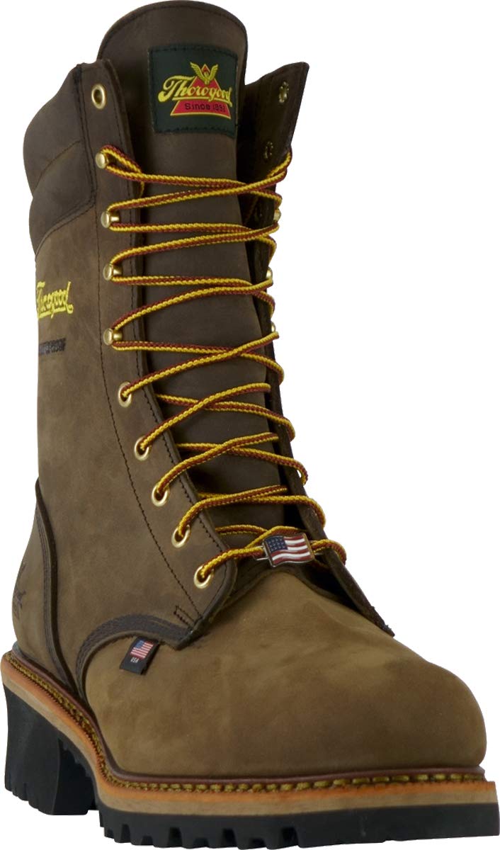 Thorogood Men's 9" Waterproof Logger Series Stud Horse Round Steel Toe Work Boot - 804 - 3555 - 8D