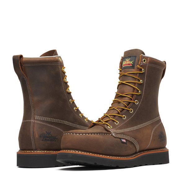 THOROGOOD MENS SLIP-RESISTANT FIRM TRAILCRAZYHORSE MOC TOE WORK BOOTS SIZE 10D Thorogood 1957 Series Trail Crazyhorse Waterproof Moc Toe  main image 3