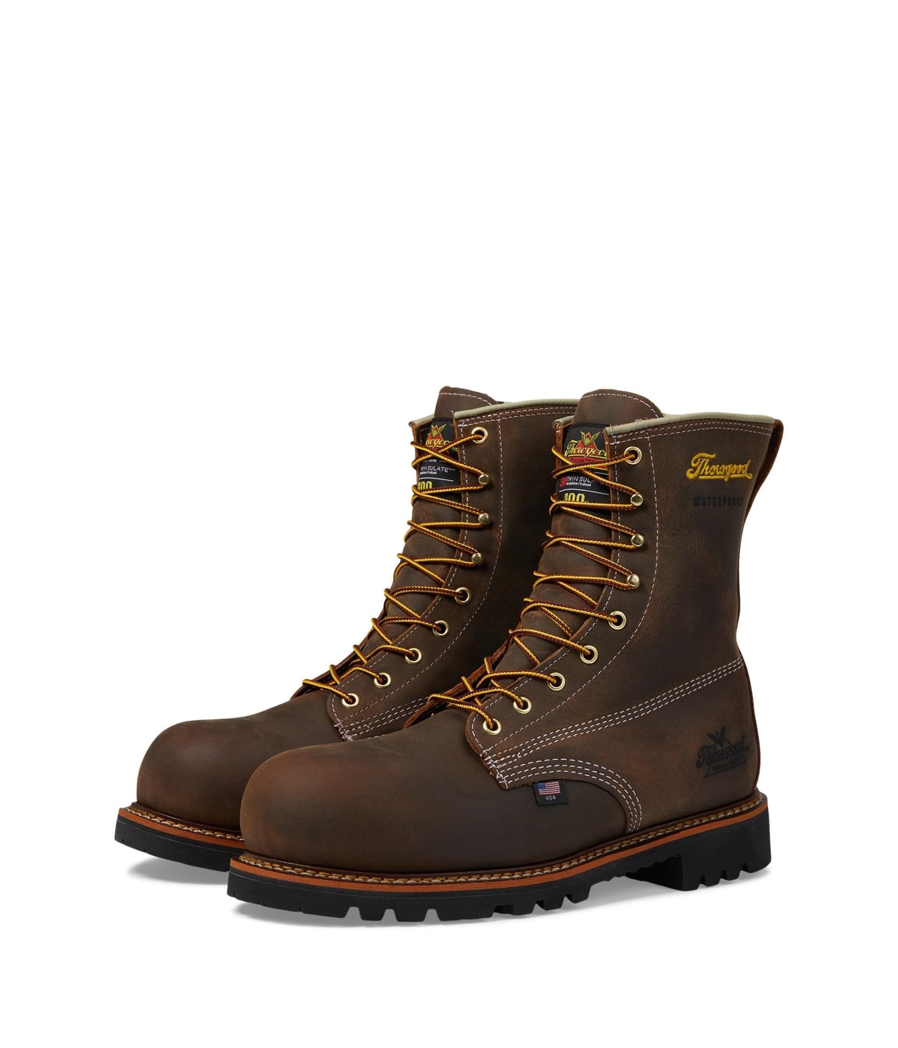 Thorogood Men's 8" Waterproof American Legacy Insulated Crazy Horse Round Nano Safety Toe Work Boot - 804 - 4520 - 7D