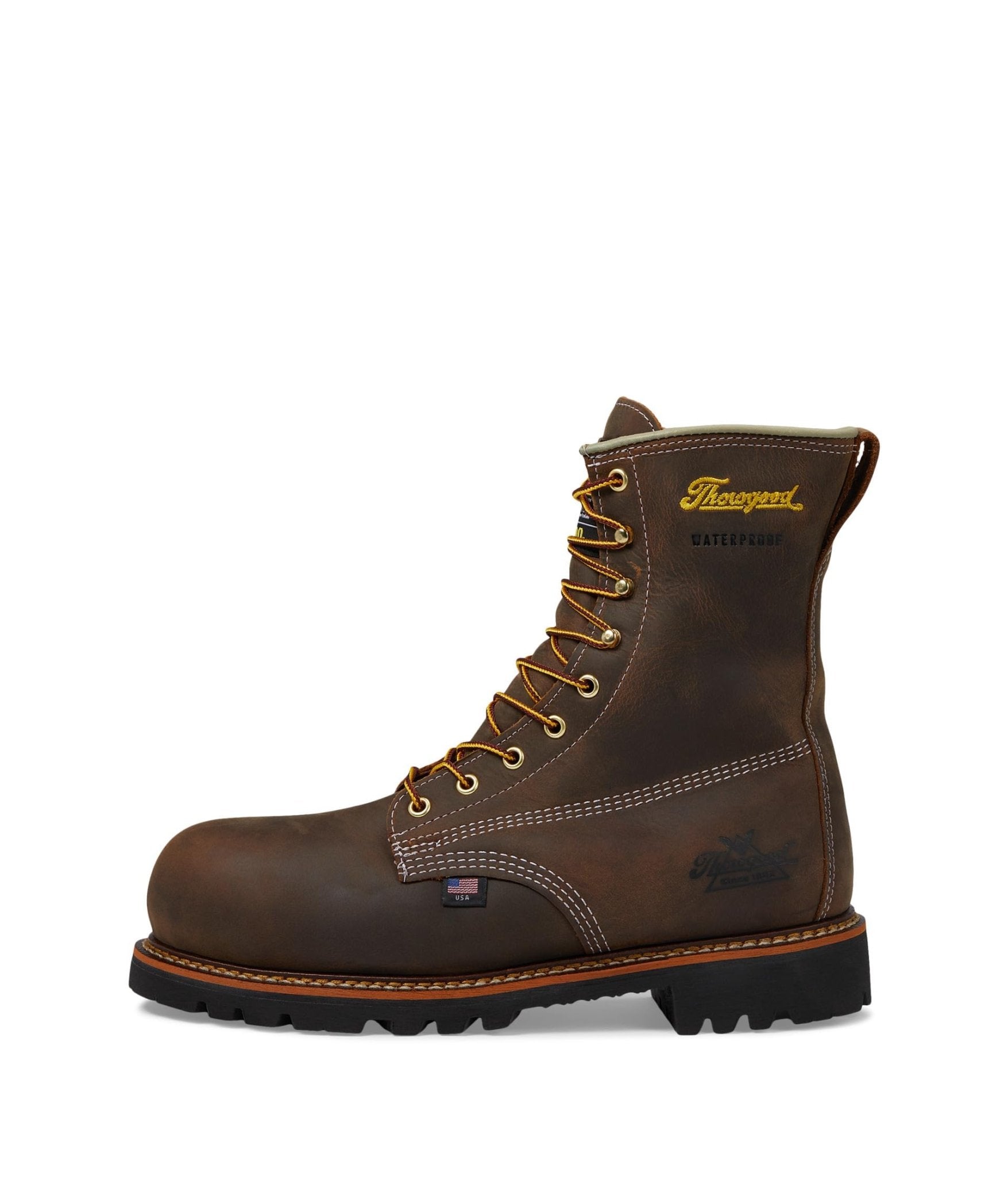 Thorogood Men's 8" Waterproof American Legacy Insulated Crazy Horse Round Nano Safety Toe Work Boot - 804 - 4520 - 7D