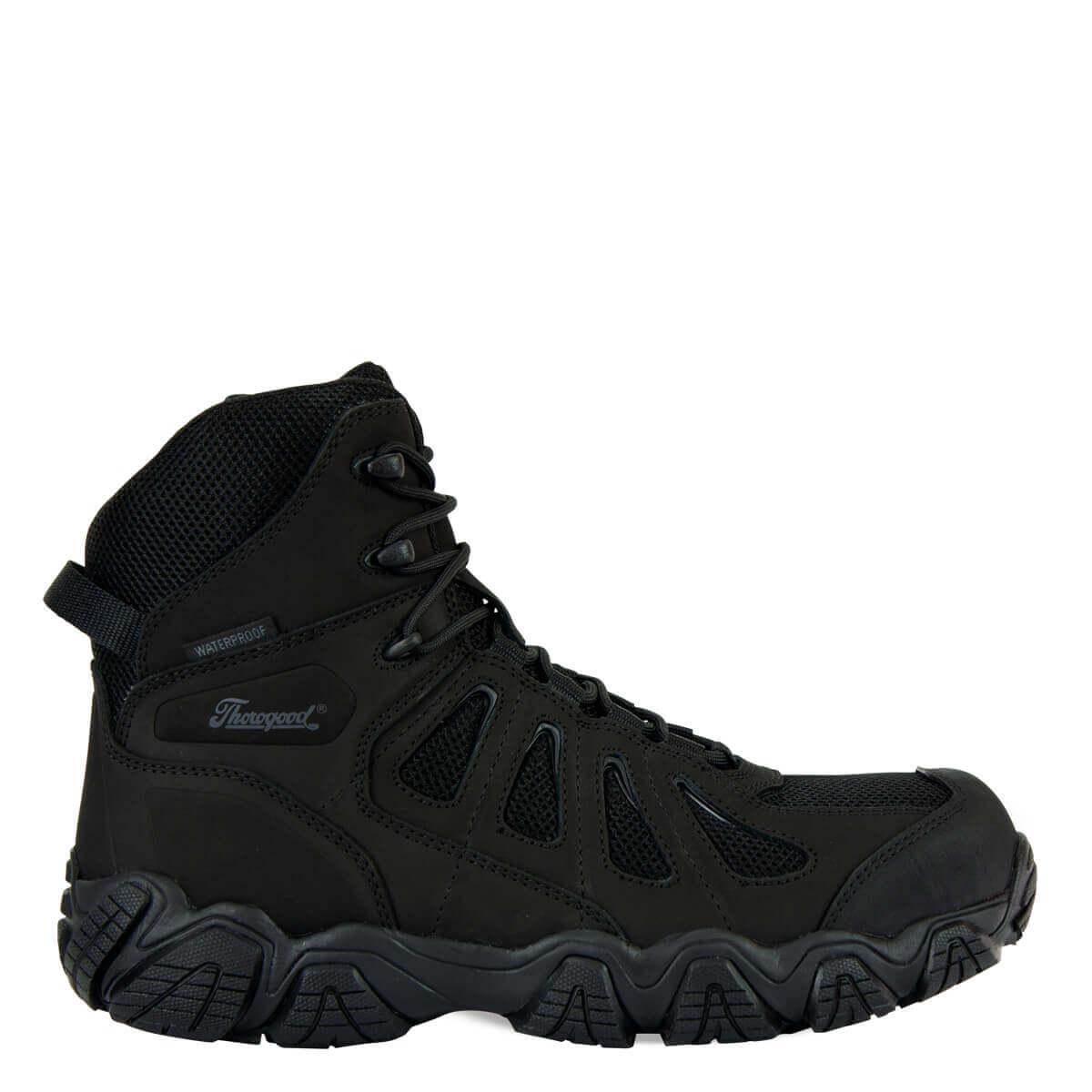 Thorogood Men's 6" Waterproof Side - Zipper Black Hiker Round Composite Toe Work Boot - 804 - 6290 - 8M