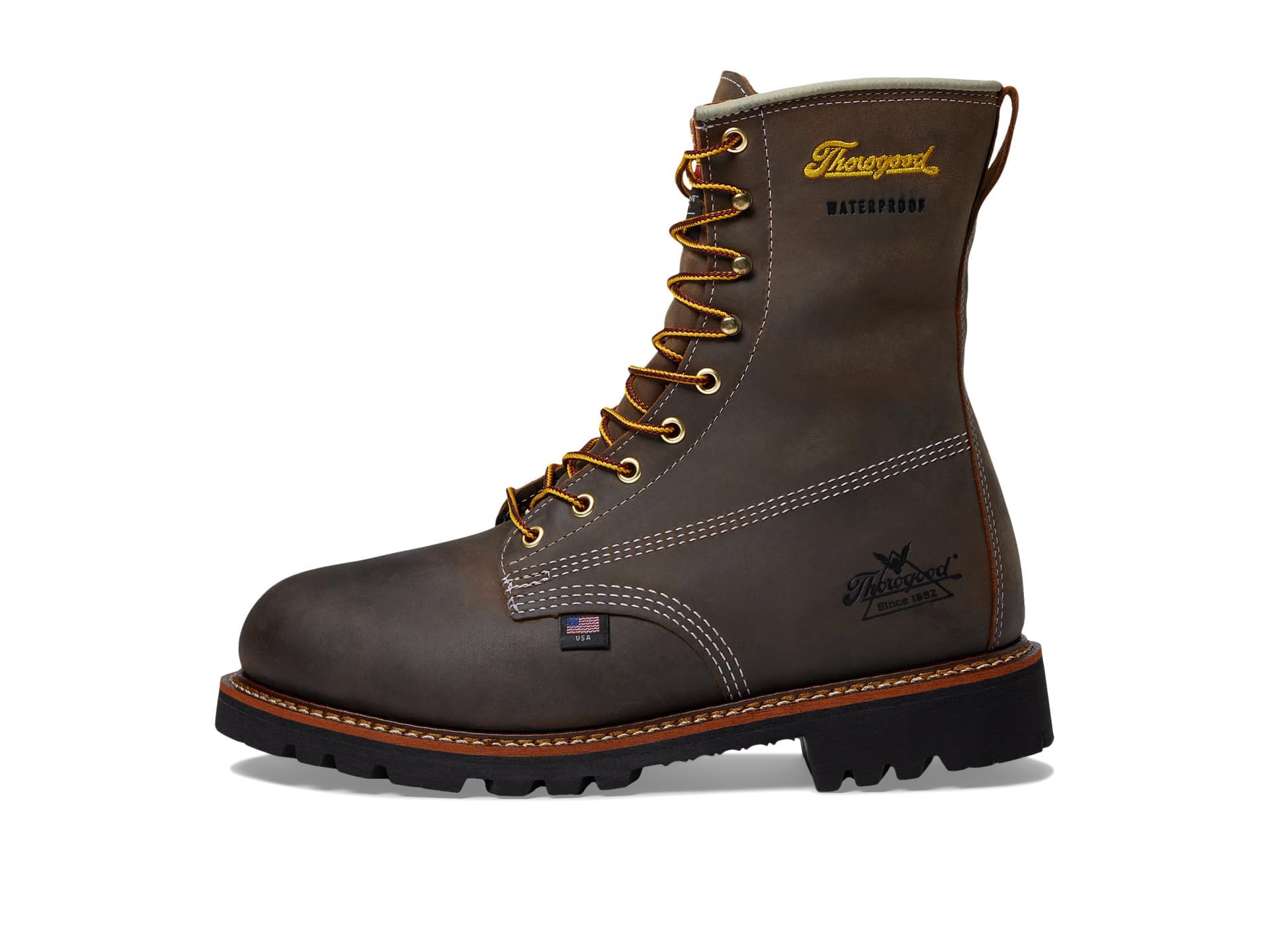 Thorogood Men's 8" American Legacy Waterproof + Insulated Crazy Horse Round Toe Work Boot - 814 - 4520 - 7D