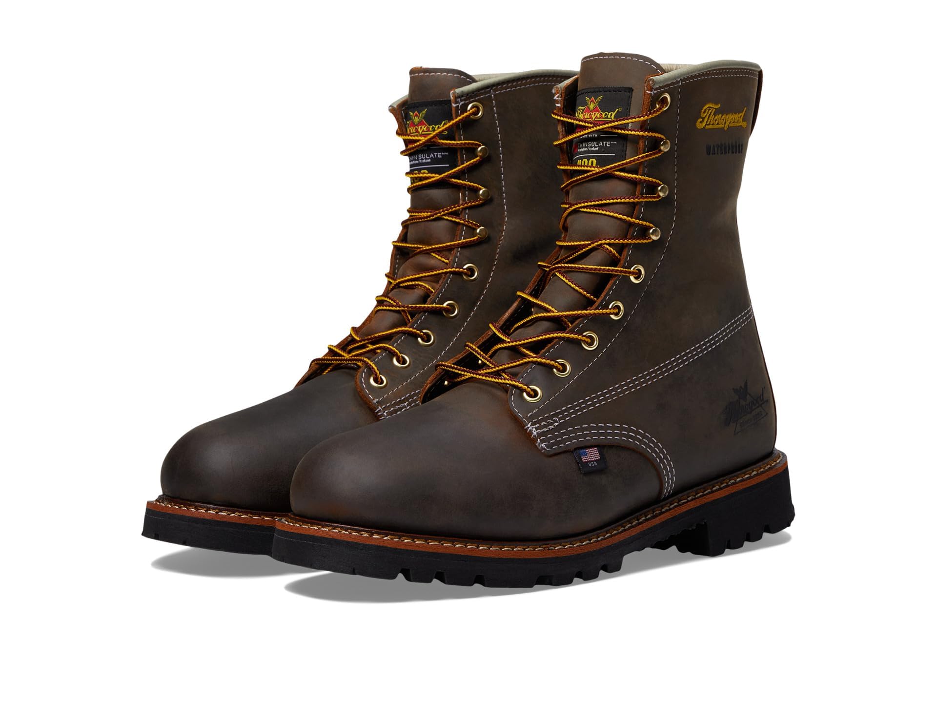 Thorogood Men's 8" American Legacy Waterproof + Insulated Crazy Horse Round Toe Work Boot - 814 - 4520 - 7D