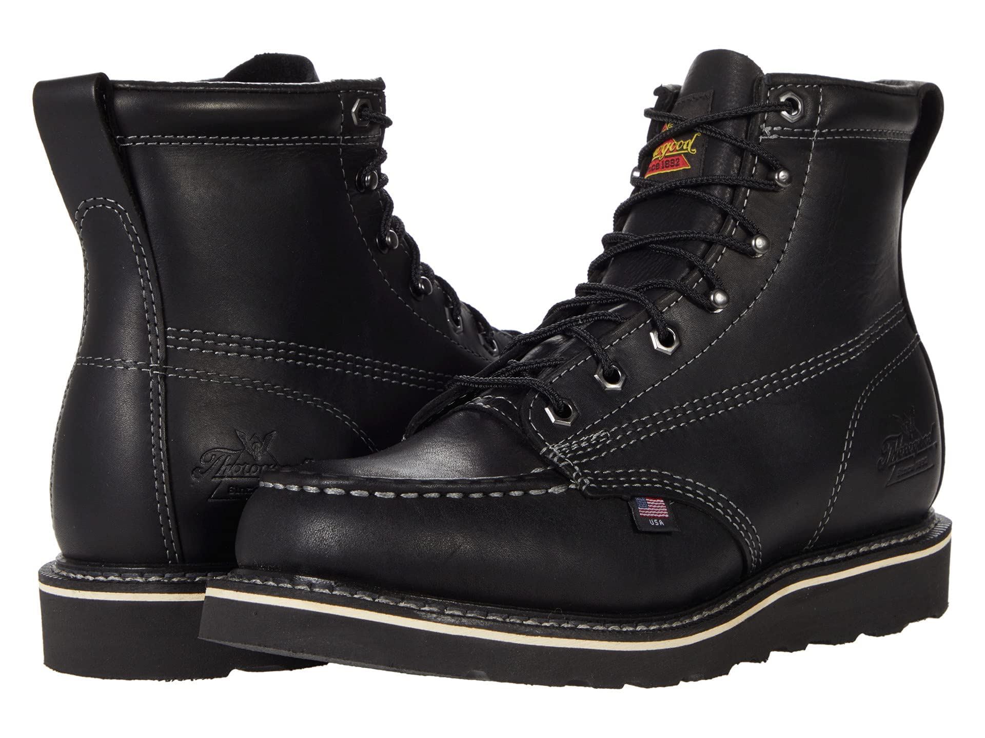 Thorogood Men's Midnight Series 6" Black Moc Toe Work Boot - 814 - 6206 - 8D