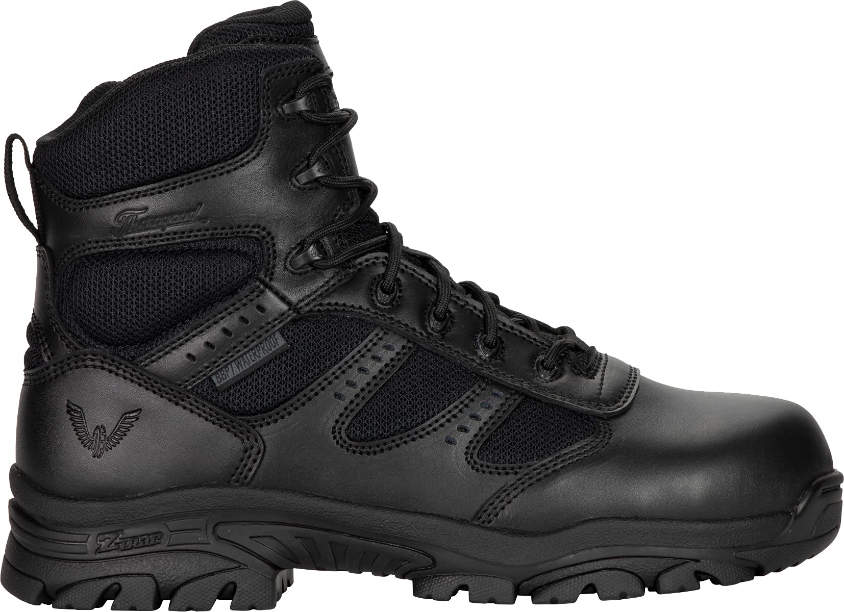 Thorogood Unisex 6" Deuce Series Waterproof Black Tactical Side Zip Round Toe Work Boot - 834 - 6218 - 4M