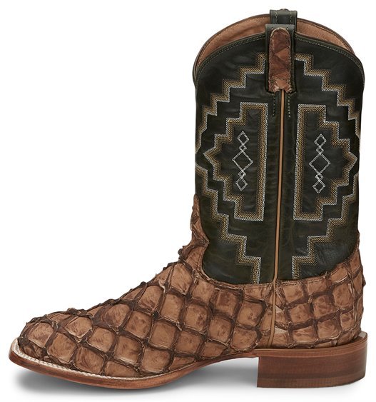 Tony Lama Men's 11" Leviathan Pirarucu Wide Square Toe Western Boot - 6082 - 8D