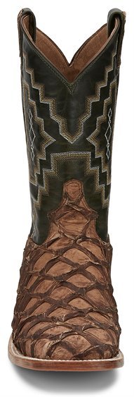 Tony Lama Men's 11" Leviathan Pirarucu Wide Square Toe Western Boot - 6082 - 8D