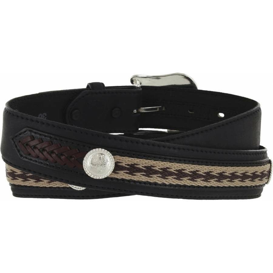 Tony Lama Men's The Duke Center Applique Black Western Belt - 7233L - 30