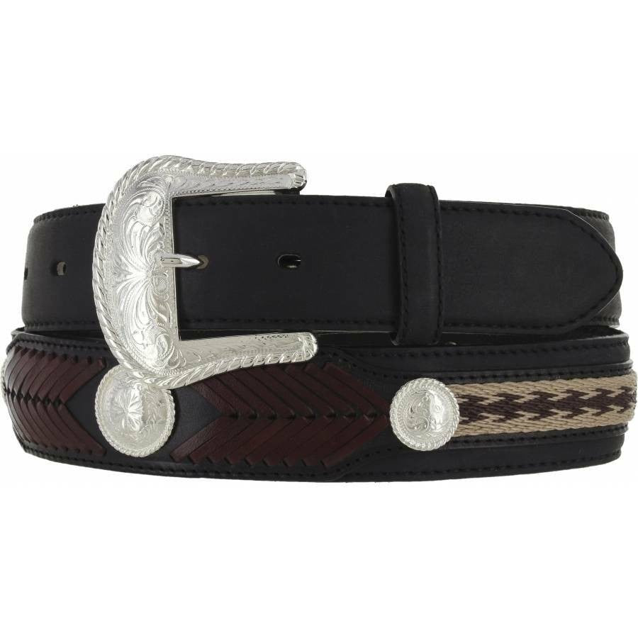 Tony Lama Men's The Duke Center Applique Black Western Belt - 7233L - 30