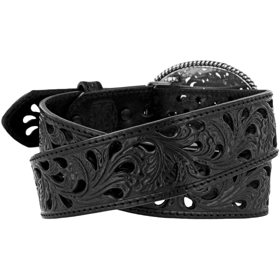 Tony Lama Women's Pierced Filigree Trophy Black Western Belt - C50023 - 26