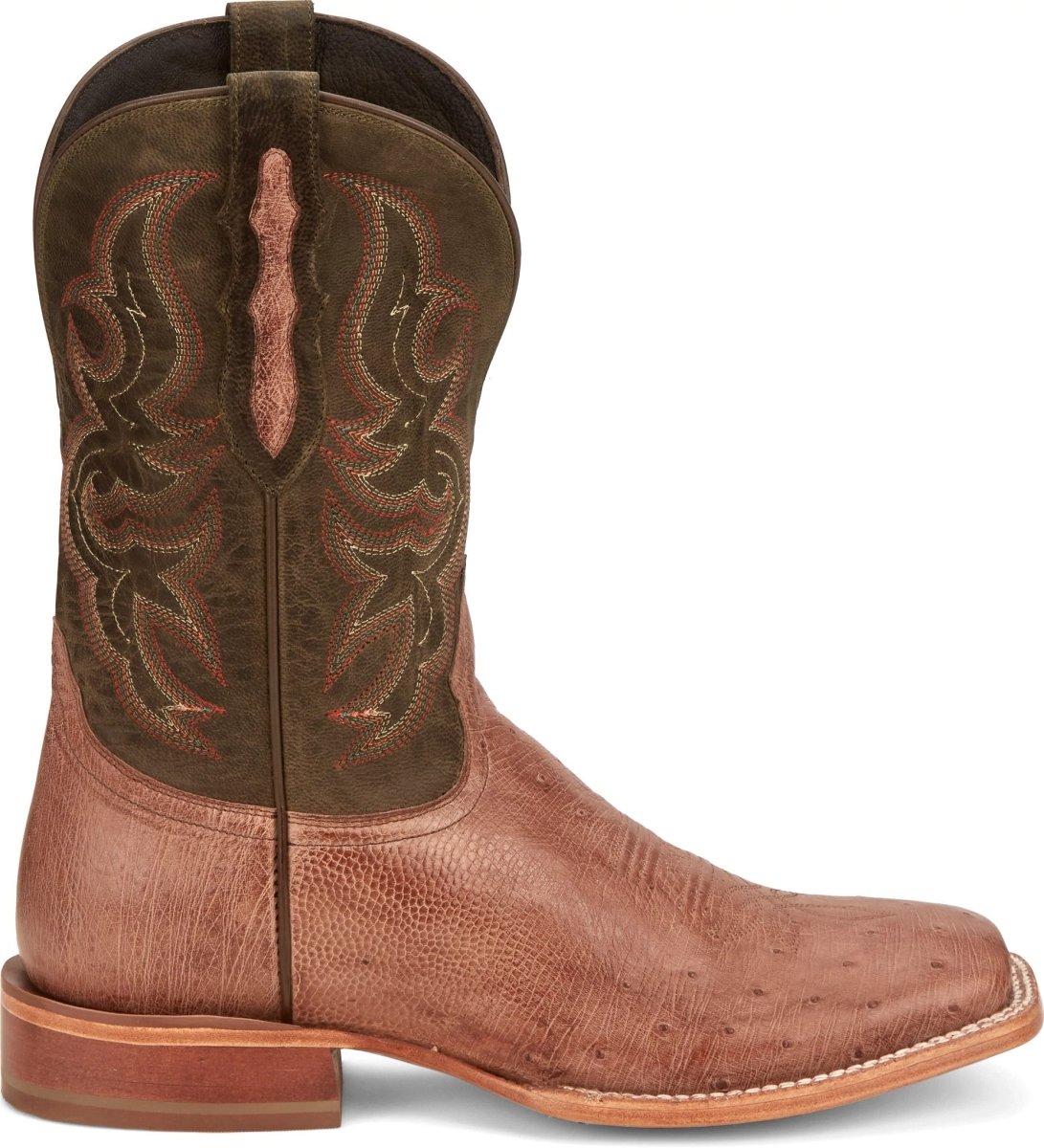 Tony Lama Men's 11" Avalos Antique Coffee Smooth Leather Ostrich Square Toe Western Boots - SA6104 - 8D