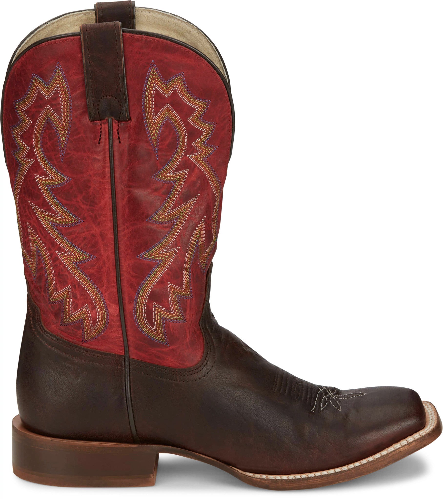 Tony Lama 11" Jinglebob Cognac Pull - On Square Toe Western Boots - TL3031 - 8D