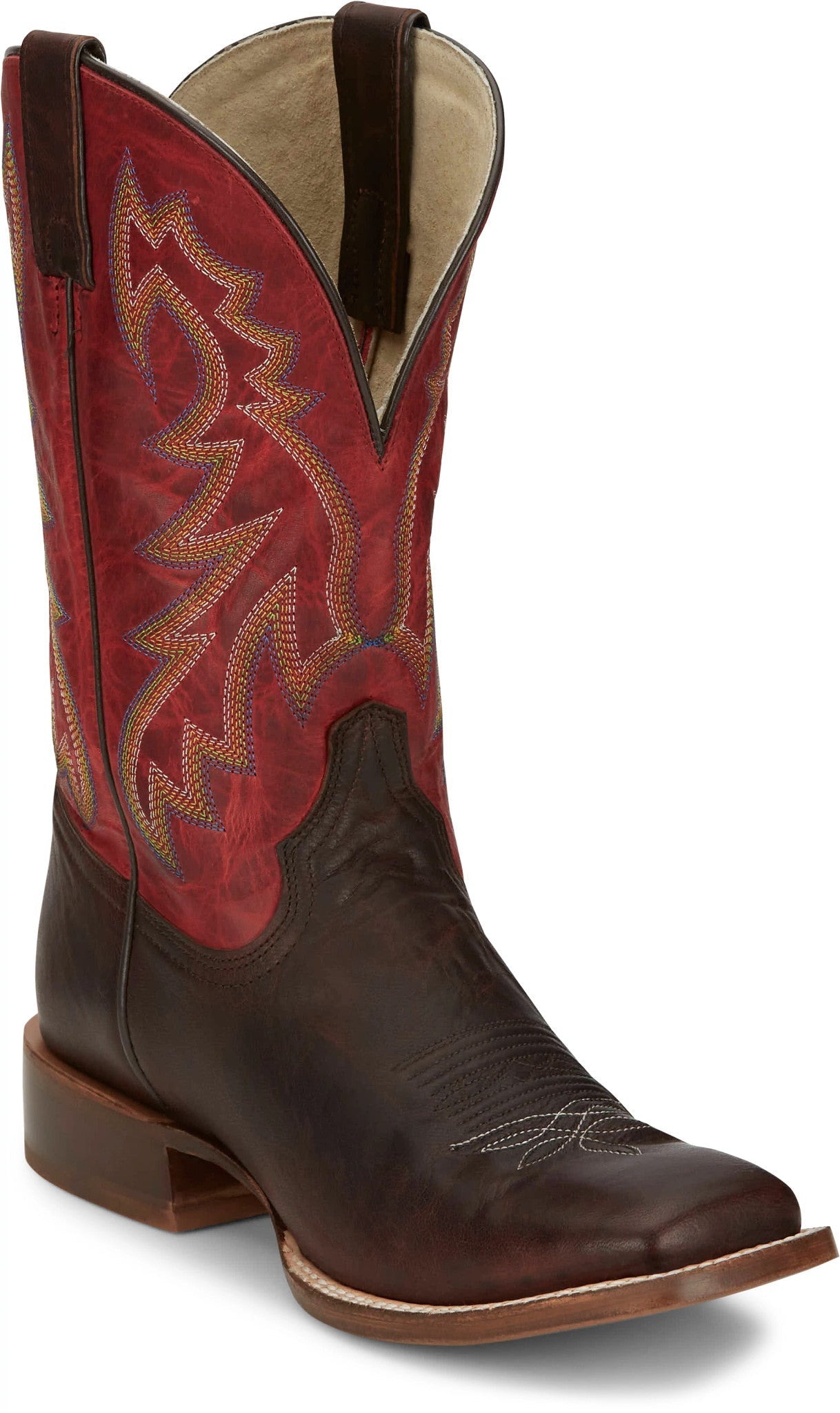 Tony Lama 11" Jinglebob Cognac Pull - On Square Toe Western Boots - TL3031 - 8D