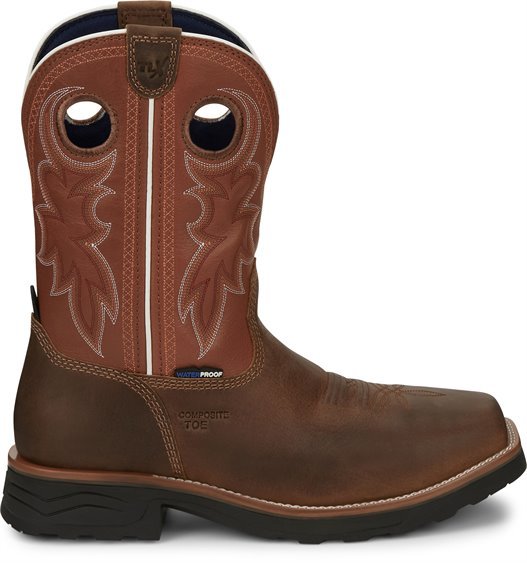 Tony Lama Men's 11" Waterproof Fireball Brown Square Composite Toe Work Boot - TW3300 - 7D