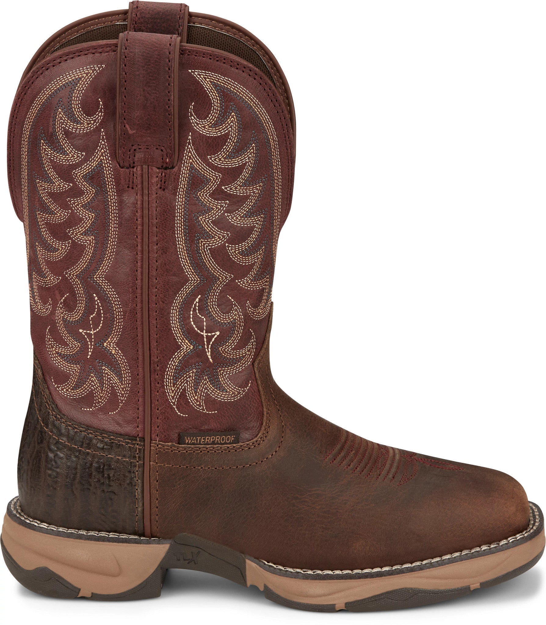 Tony Lama Women's 10" Josey Mahogany Brown Water Buffalo Square Toe Work Boots - TW7200 - 6B