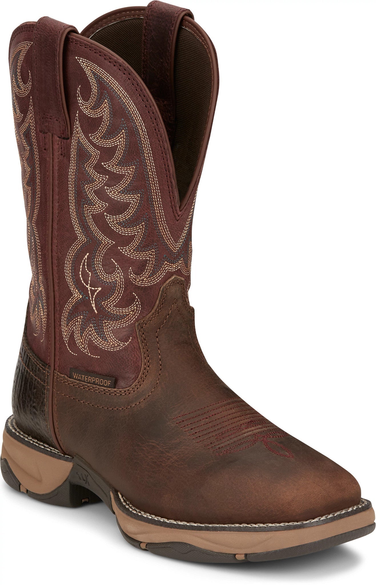 Tony Lama Women's 10" Josey Mahogany Brown Water Buffalo Square Toe Work Boots - TW7200 - 6B