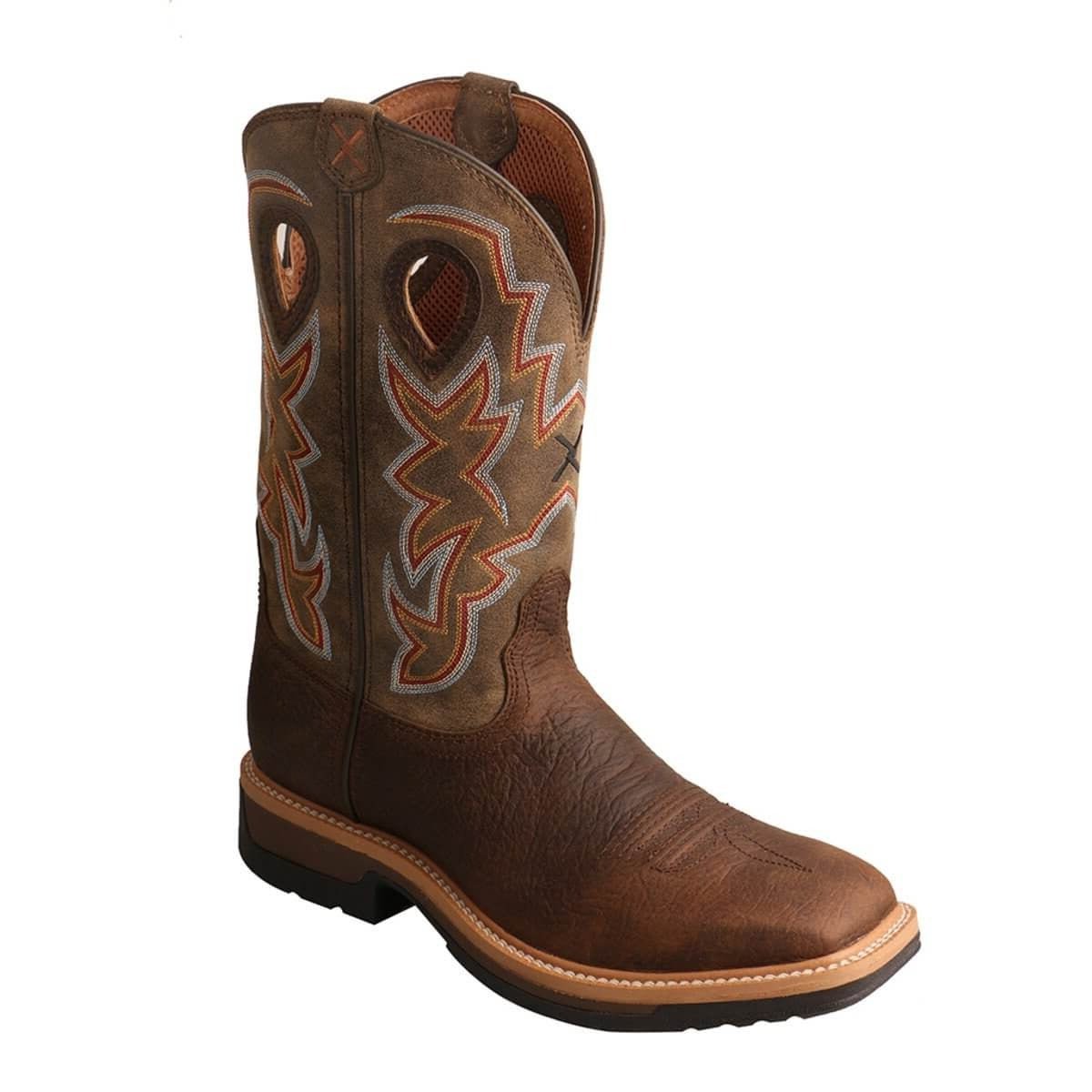 Twisted X Men's 12" Lite Western Square Toe Work Boot - MLCW022 - 7D