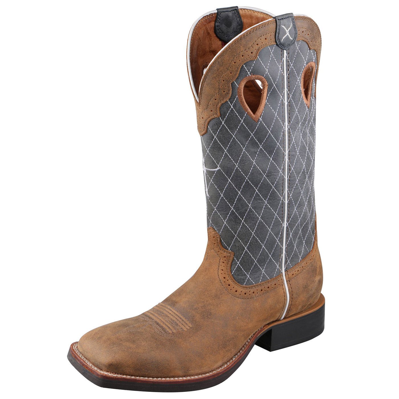 Twisted X Men's 14" Ruff Stock Bomber Blue Wide Square Toe Western Boot - MRS0027 - 7D