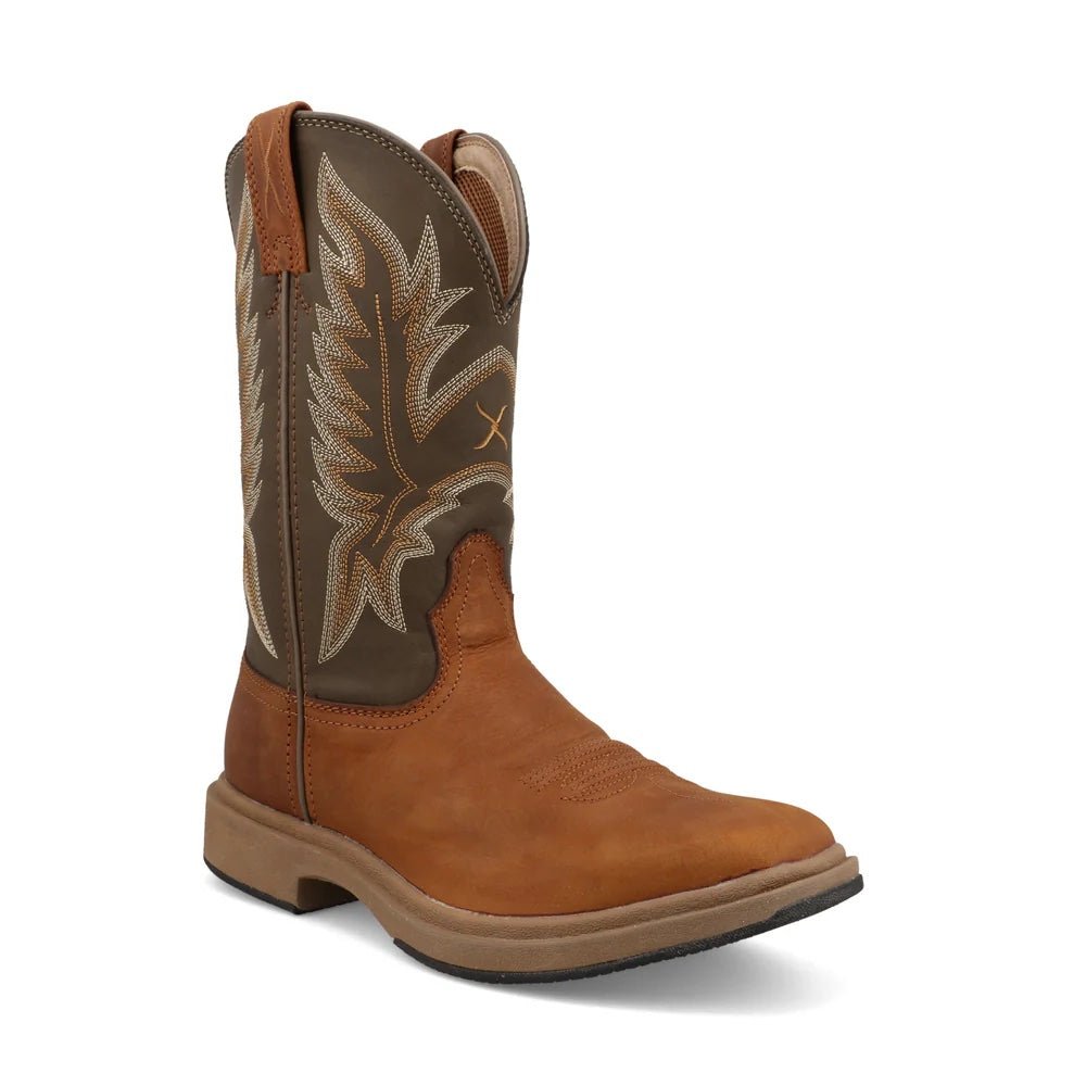 Twisted X Men's 11" UltraLite X Tawny Brown & Olive Western Boots - MUL0002 - 7D