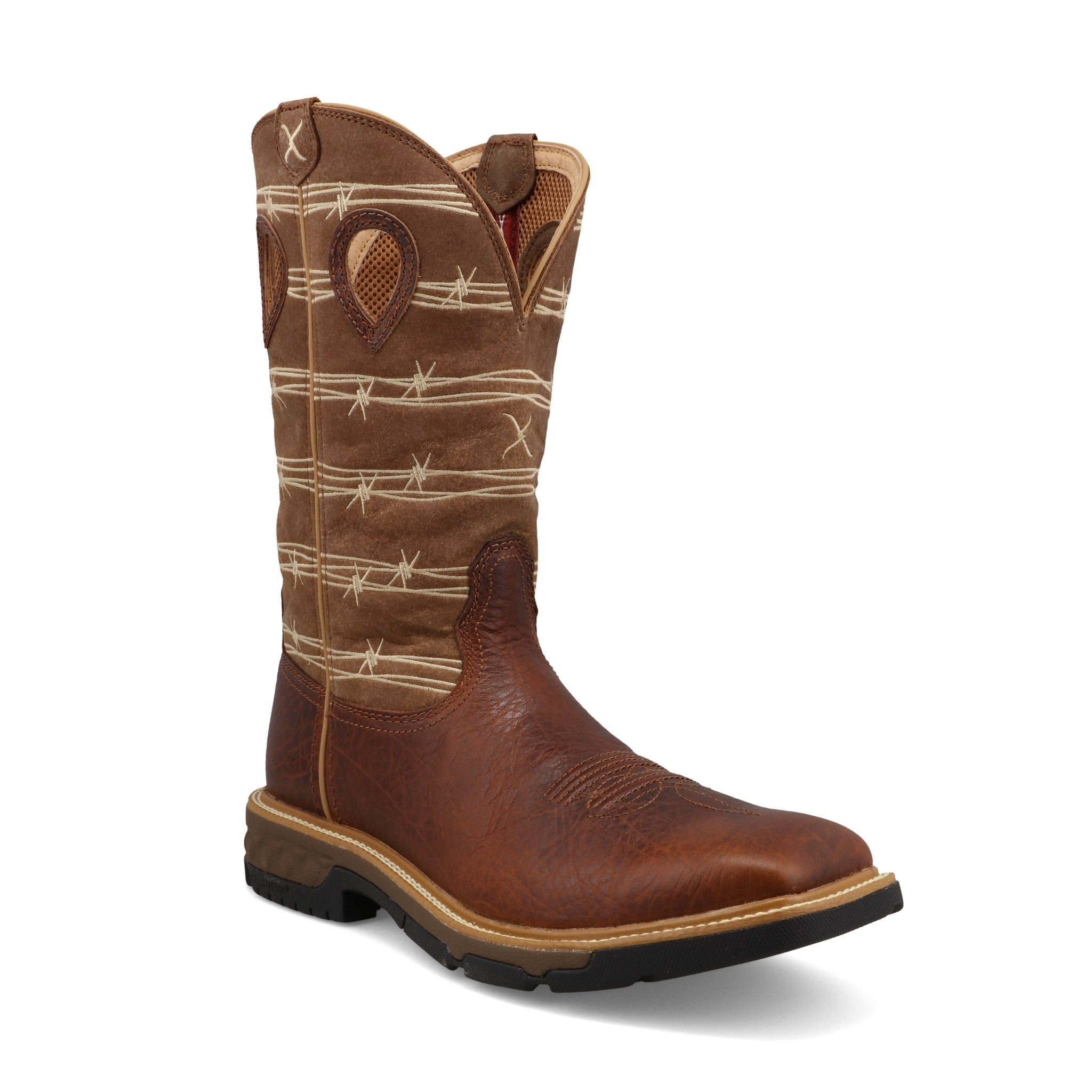 Twisted X Men's 12" Brown Pull - On Square Toe Western Work Boot - MXB0010 - 7D