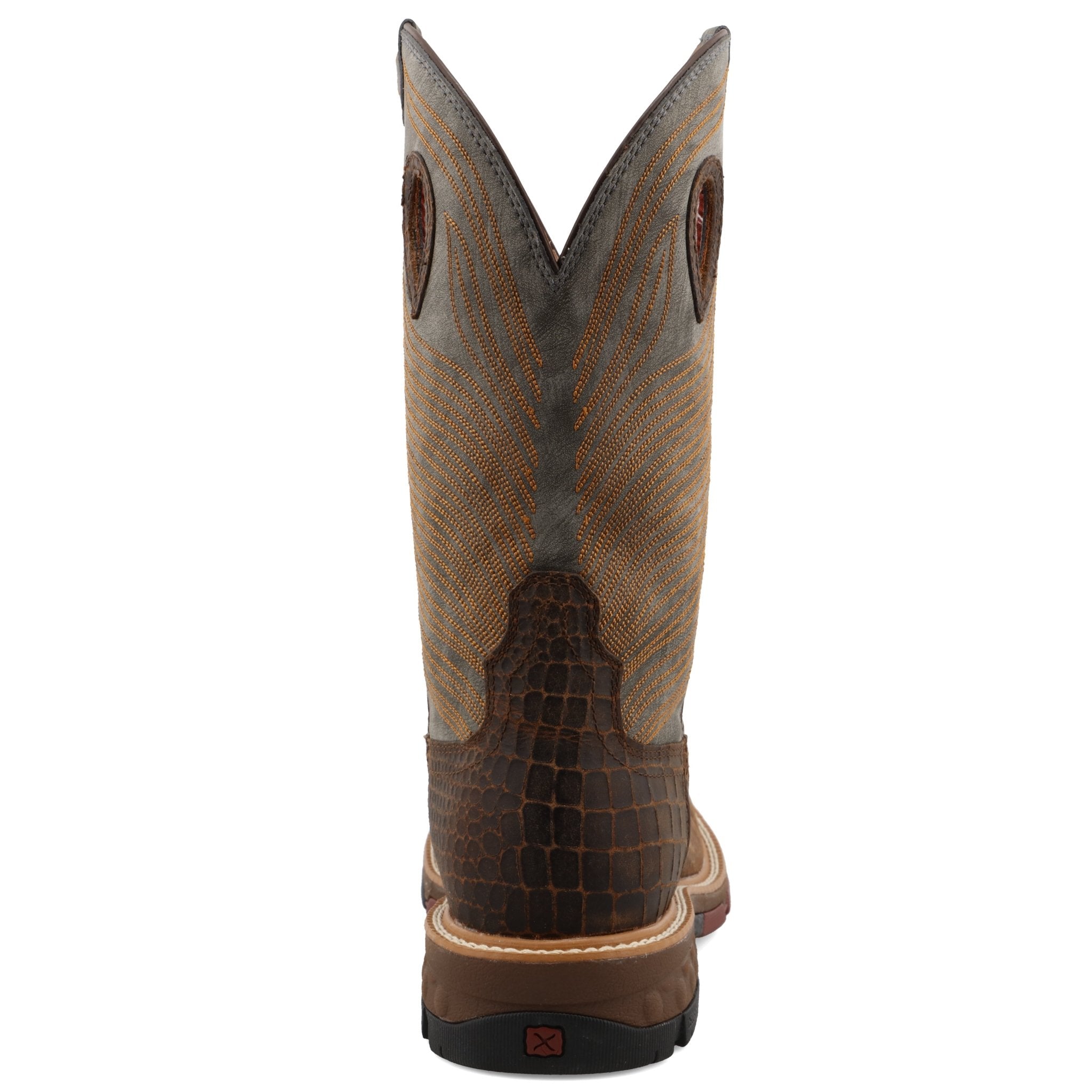 Twisted X Men's 12" Brown and Gray Nano Square Toe Western Work Boot - MXBN005 - 7D