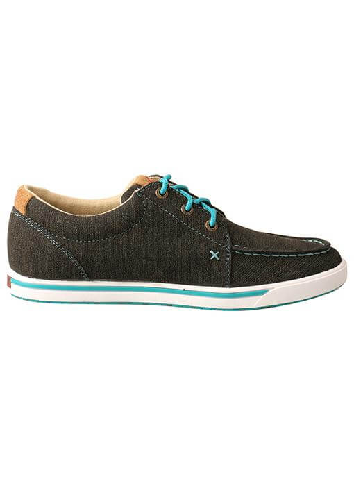 Twisted X Women's Kicks Charcoal & Turquoise Casual Shoe - WCA0029 - 5.5M