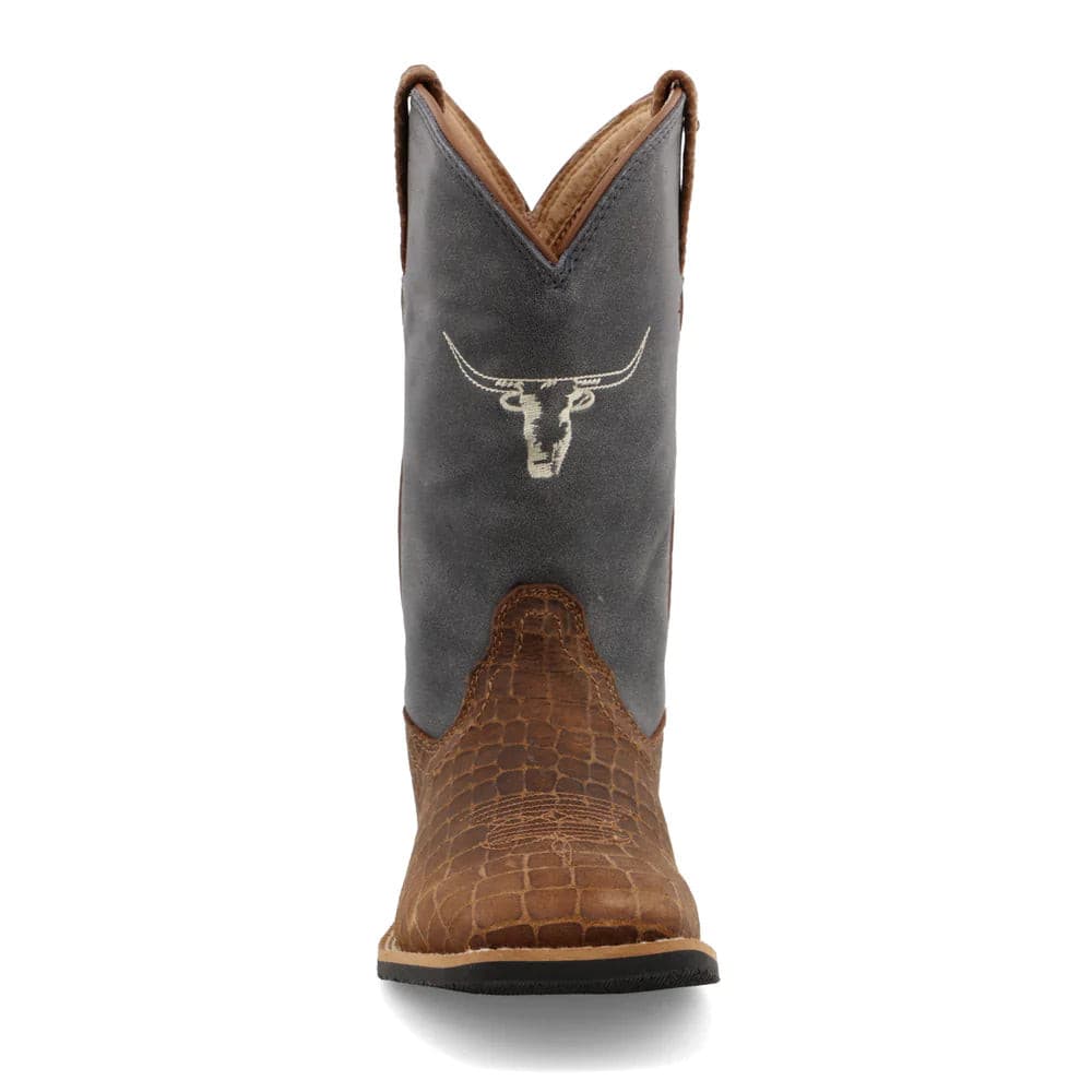 Twisted X Kids 8" Top Hand Distressed Saddle Square Toe Western Boot - YTH0017 - 13.5M